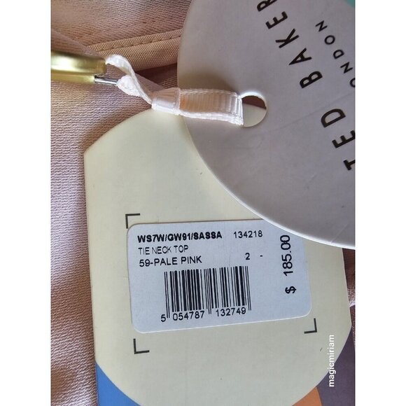 BNWT Ted Baker London Baby Pink Sassa Tie Neck Top - Picture 9 of 10